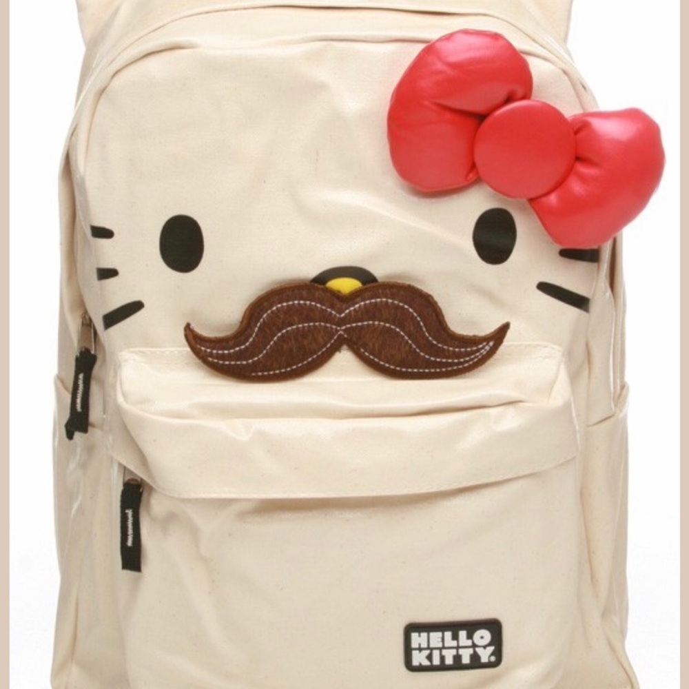 Cute Mustashed Hello Kitty Backpack